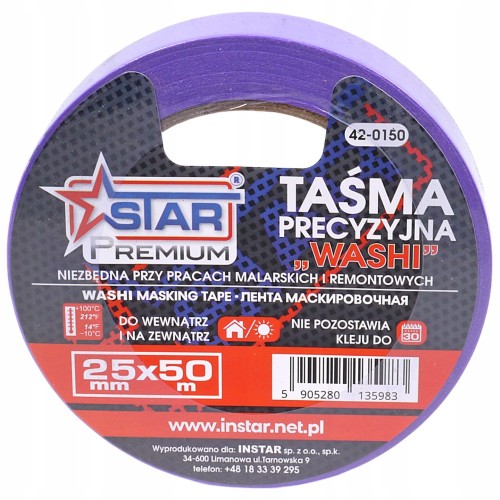 Tasma-precyzyjna-WASHI-PREMIUM-malarska-bloker-25-mm-x-50-m-STAR-42-0150-EAN-GTIN-5905280135983.jpeg